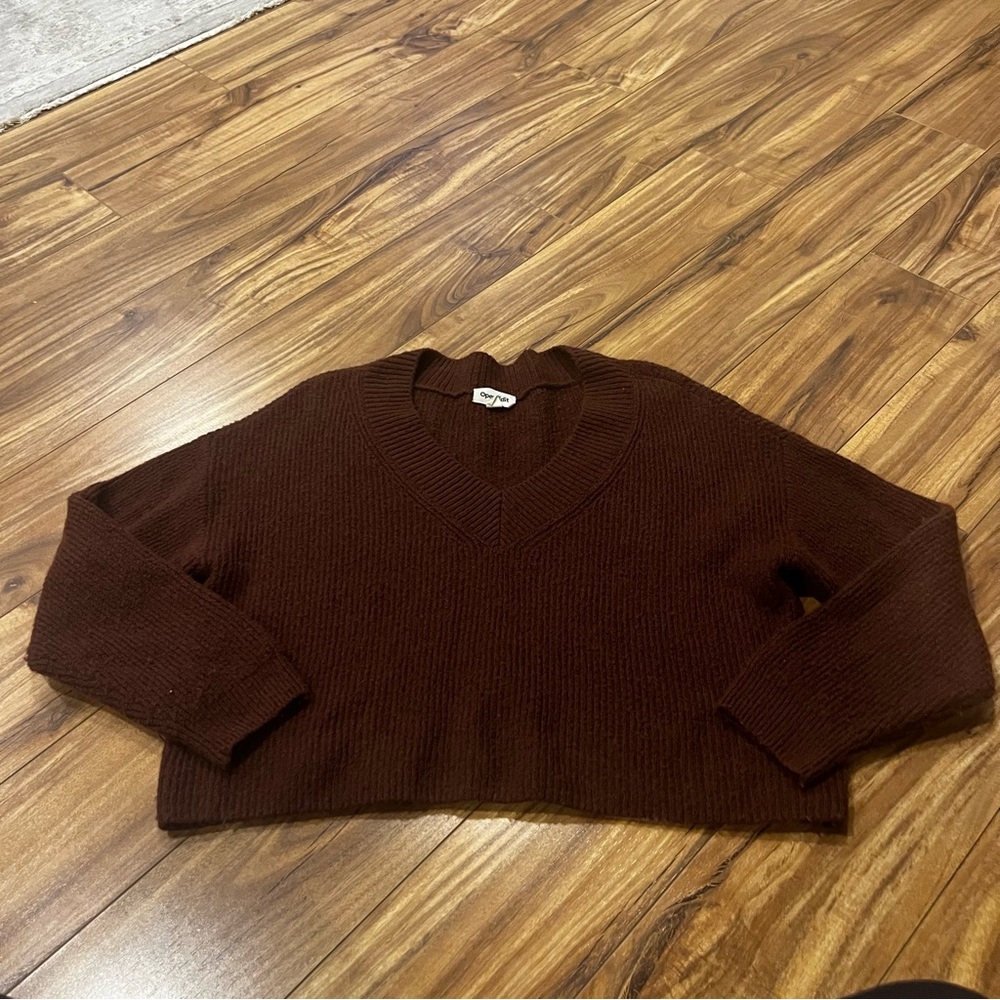 V-Neck Brown Open Edit Sweater